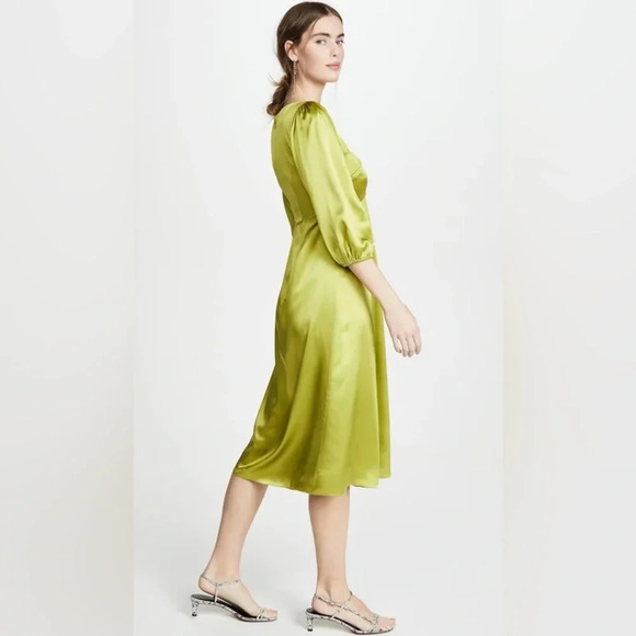 Cinq a Sept Zosia Chartreuse Midi Dress Silk | Size 2 - Picture 6 of 7